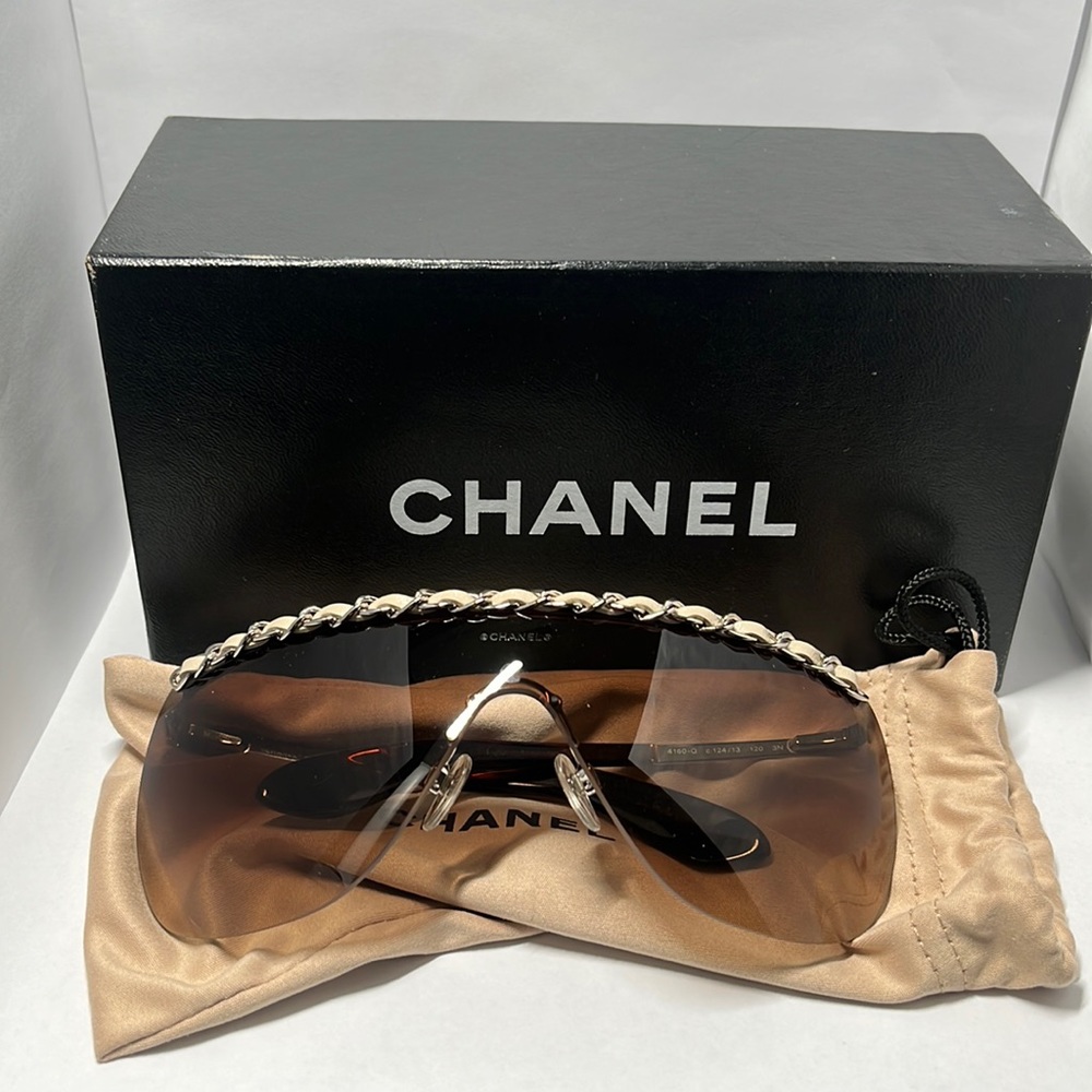 COPY - CHANEL 4160Q - 12413  GLOSS BLACK FRAME & TEMPLES CLEAR LENSES NEW AUTHE…